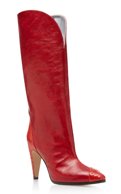 Shop Givenchy Glossed-leather Western Boots In Red