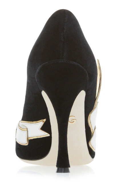 Shop Dolce & Gabbana Embroidered Velvet Pump In Black