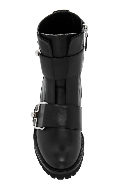 Shop Bally Gabiria Leather Moto Boot In Black