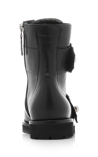Shop Bally Gabiria Leather Moto Boot In Black
