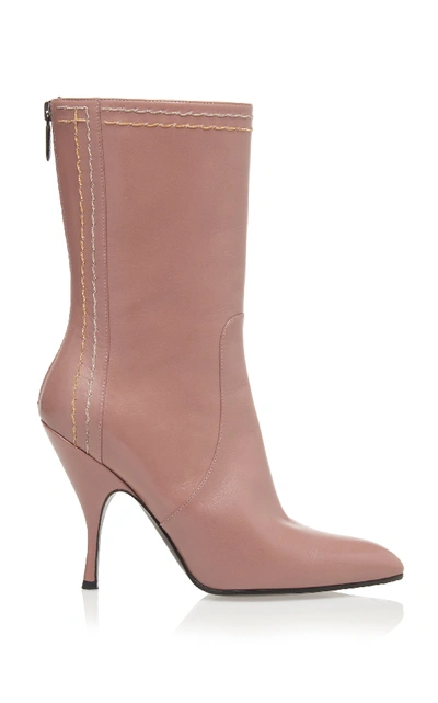 Shop Bottega Veneta Stitch High Heel Bootie In Pink