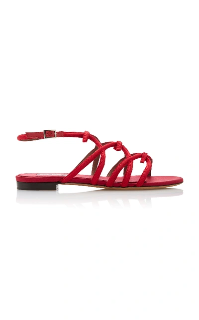 Shop Tabitha Simmons Minna Faille Sandals In Red
