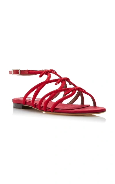 Shop Tabitha Simmons Minna Faille Sandals In Red