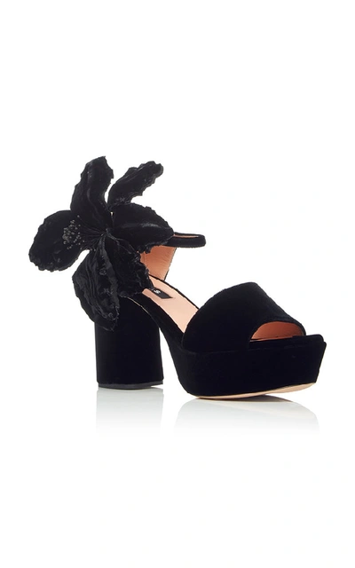 Shop Rochas Flower Platform Sandal In Black