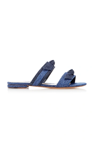 Shop Alexandre Birman Mellita Bow-embellished Denim Slides In Blue