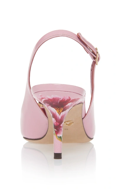 Shop Dolce & Gabbana Embellished Floral-print Leather Pumps In Pink