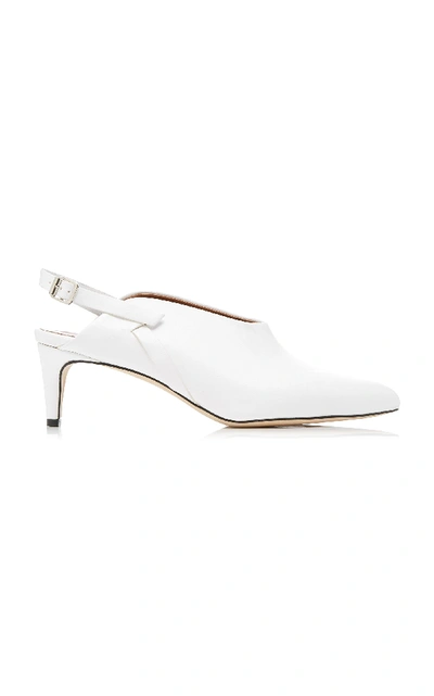 Shop Atp Atelier Abra Leather Slingback Pumps In White