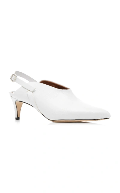 Shop Atp Atelier Abra Leather Slingback Pumps In White