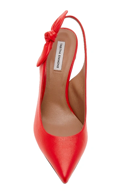Shop Tabitha Simmons Millie Bow-embellished Leather Pumps In Red