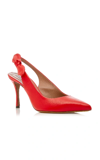 Shop Tabitha Simmons Millie Bow-embellished Leather Pumps In Red