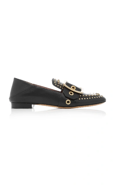 Shop Bally Janelle Studded Leather Slippers In Black