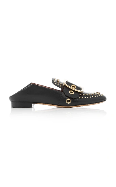 Shop Bally Janelle Studded Leather Slippers In Black