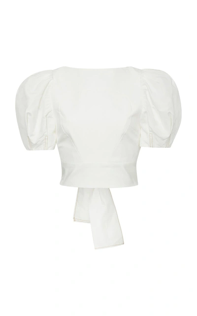Shop Rachel Gilbert Cher Cotton-blend Sleeve Top In White