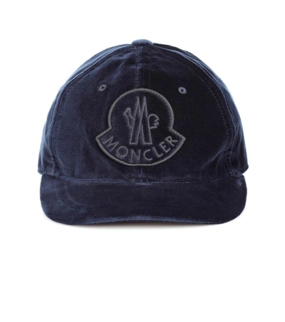 Shop Moncler Velvet Cap In Blue