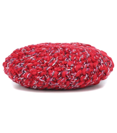 Shop Etro Marled Wool Beret In Red