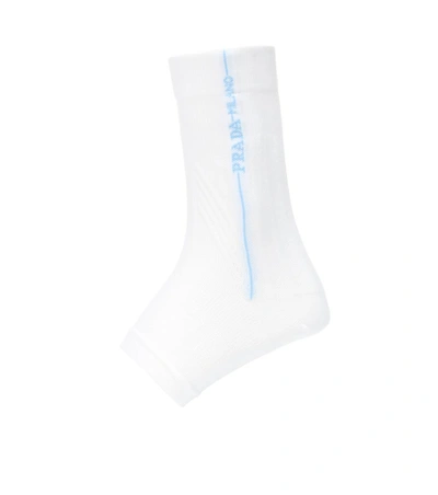 Shop Prada Logo Open-toe Socks In White