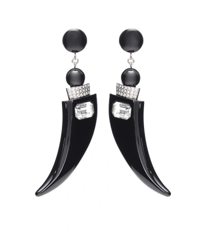 Shop Saint Laurent Eighties Embellished Drop Earrings In Black