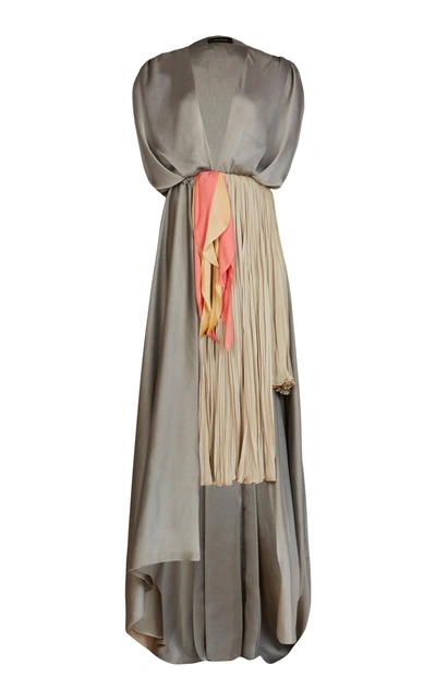 Shop Lana Mueller Zwena Draped Gown In Grey
