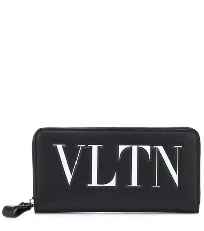 Shop Valentino Vltn Leather Wallet In Black