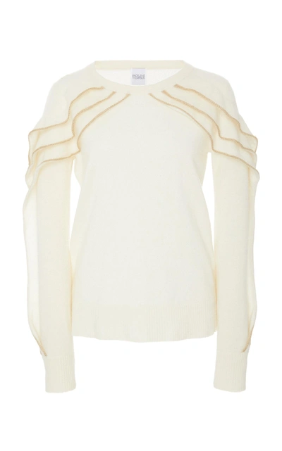 Shop Madeleine Thompson Vagli Ruffled Cashmere Sweater In White
