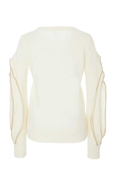 Shop Madeleine Thompson Vagli Ruffled Cashmere Sweater In White