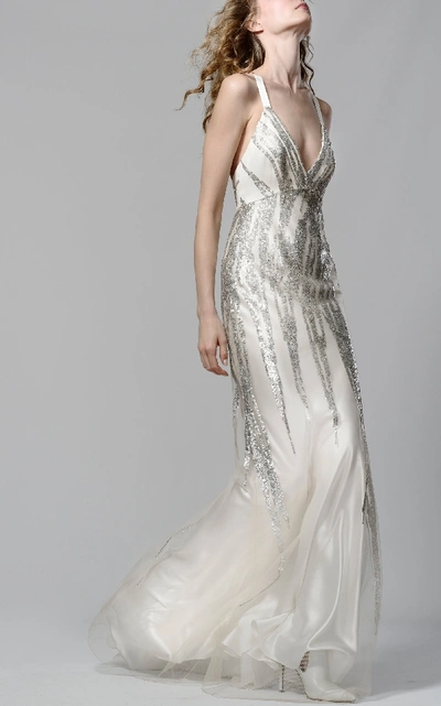 Shop Elizabeth Fillmore Eclipse Strappy Slip Dress In Ivory