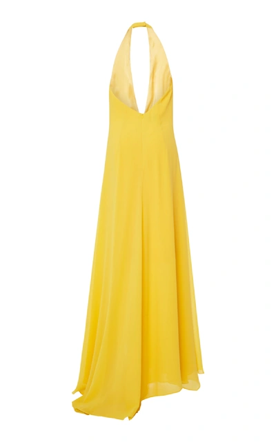Shop Akris Silk Georgette A-line Dress In Yellow