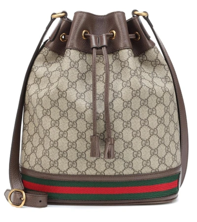 Shop Gucci Ophidia Gg Bucket Bag In Brown