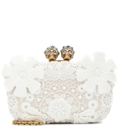 Shop Alexander Mcqueen King And Queen Lace Clutch In White