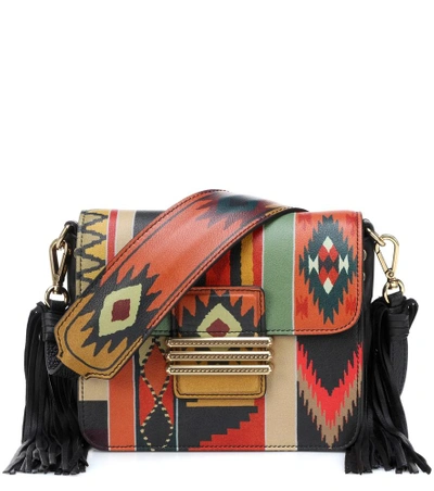 Shop Etro Printed Leather Shoulder Bag In Multicoloured