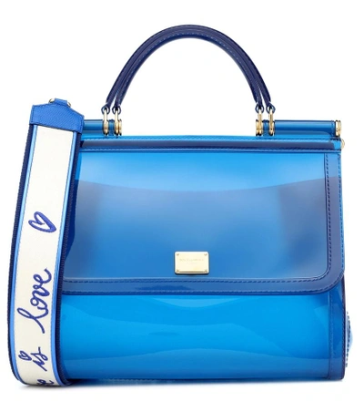 Shop Dolce & Gabbana Transparent Sicily Shoulder Bag In Blue