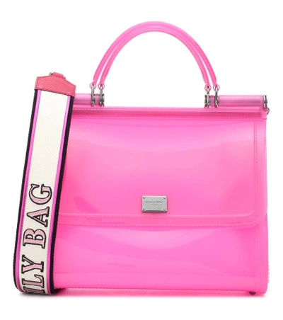 Shop Dolce & Gabbana Transparent Sicily Shoulder Bag In Pink