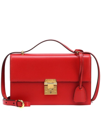 Shop Mark Cross Downtown Leather Shoulder Bag In Red