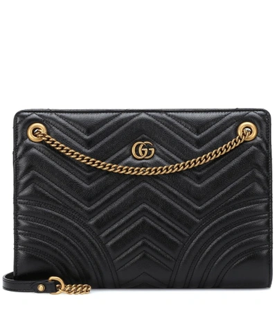Shop Gucci Gg Marmont Medium Shoulder Bag In Black
