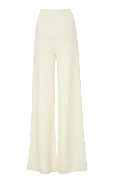 Shop Yeon M'o Exclusive Penelope Wide-leg Wool Trousers In White