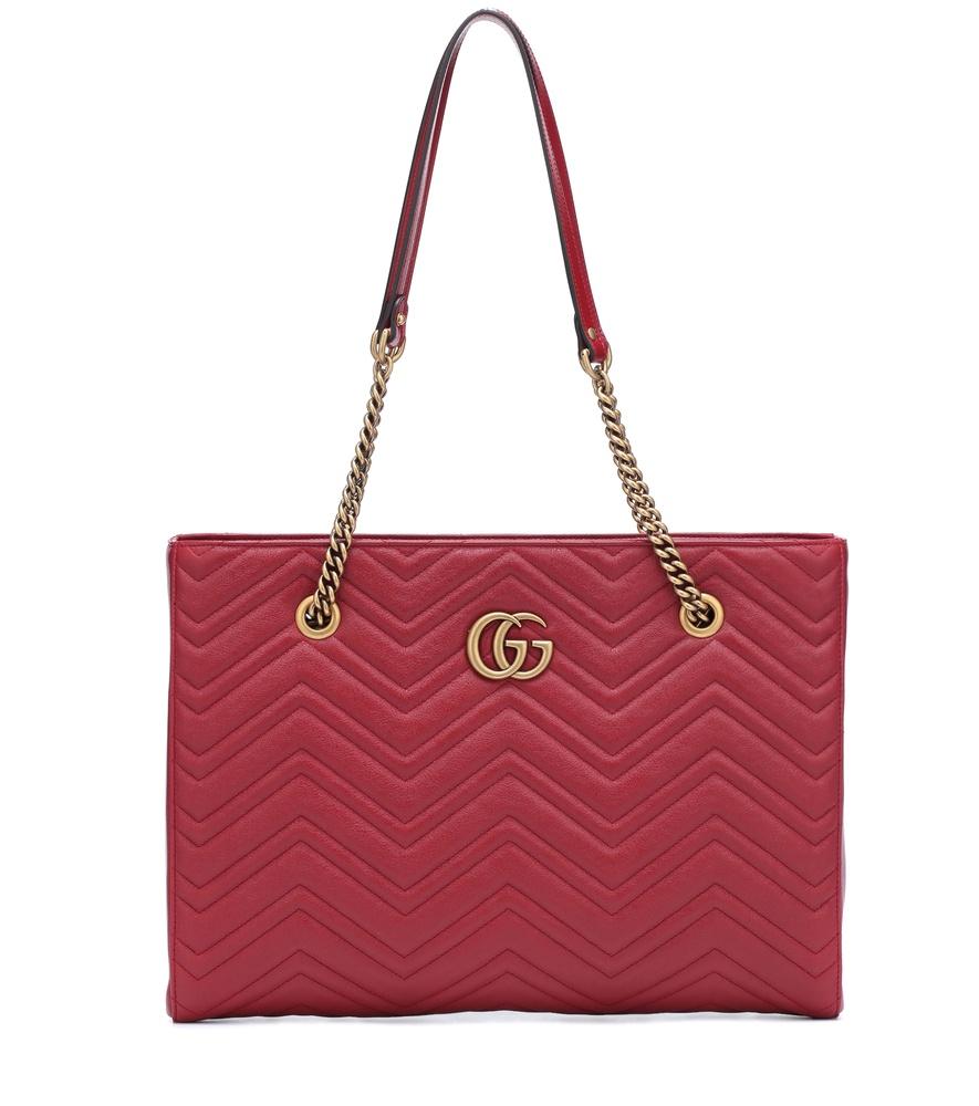 Gucci Gg Marmont 2.0 Matelasse Medium Leather East/west Tote Bag - Red | ModeSens