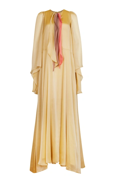 Shop Lana Mueller Lindiwe Draped Chiffon Gown In Yellow