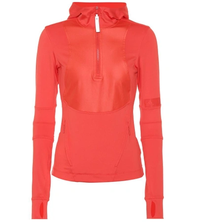 Shop Adidas By Stella Mccartney Stretch Jersey Hoodie In Red