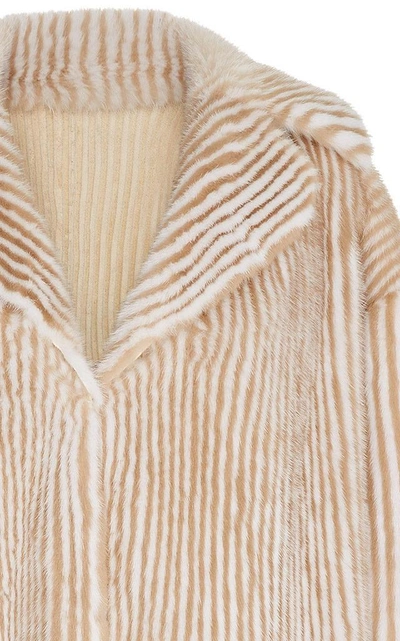 Shop Pologeorgis Alice Classy Striped Coat In Neutral