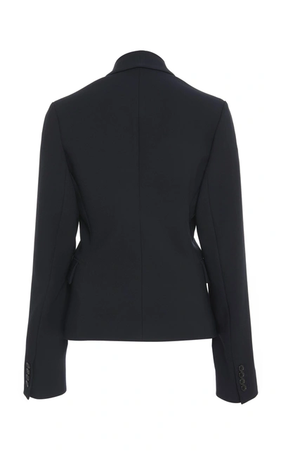 Shop Cyclas Wool Fitted Blazer Jacket In Navy