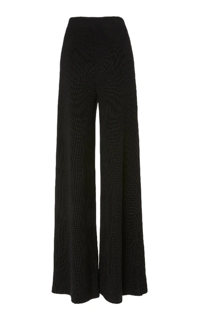 Shop Yeon M'o Exclusive Penelope Wide-leg Wool Trousers In Black