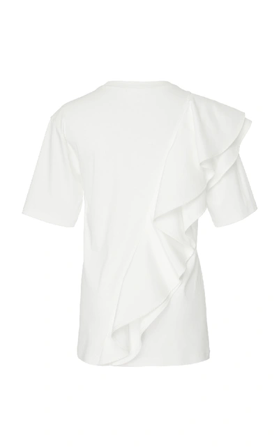 Shop Adeam Ruffled Cotton T-shirt In White