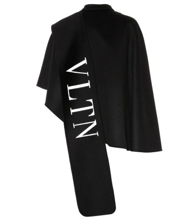 Shop Valentino Wool And Cashmere Cape In Black