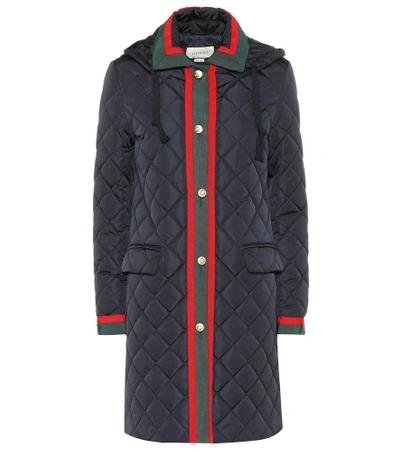 Shop Gucci Quilted Coat In Blue