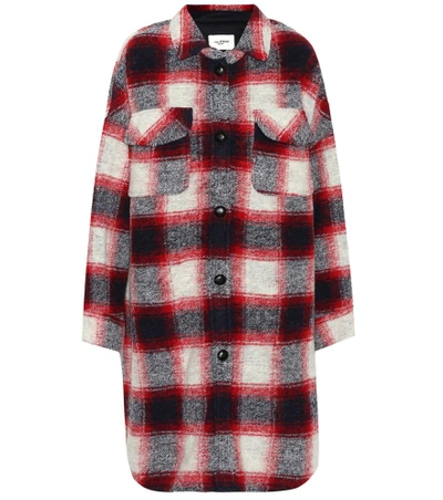 Shop Isabel Marant Étoile Gario Checked Wool-blend Coat In Red