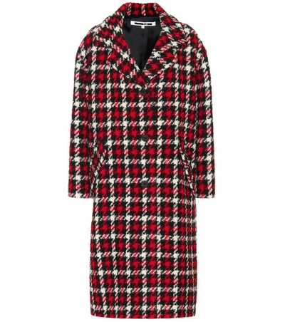 Shop Mcq By Alexander Mcqueen Houndstooth Wool-blend Coat In Red
