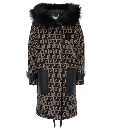 Shop Fendi Wool And Silk-blend Coat In Brown