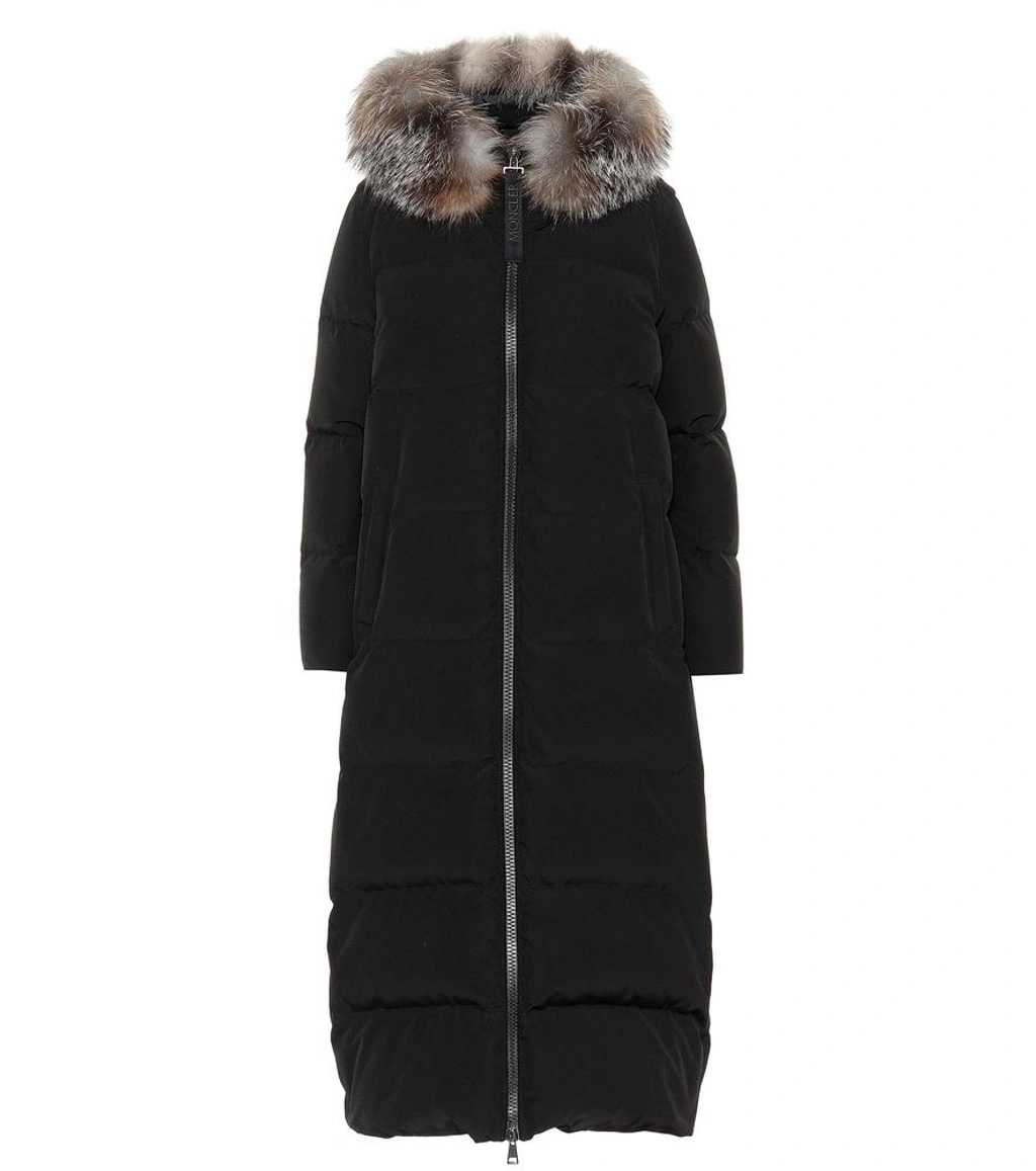 Moncler Bernache Long Puffer Coat W Hood Fur Trim In Black ModeSens