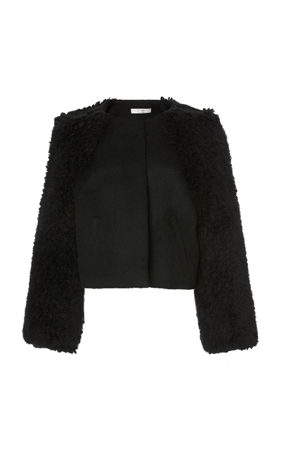 Shop Yeon M'o Exclusive Myrto Cropped Wool-blend Jacket In Black