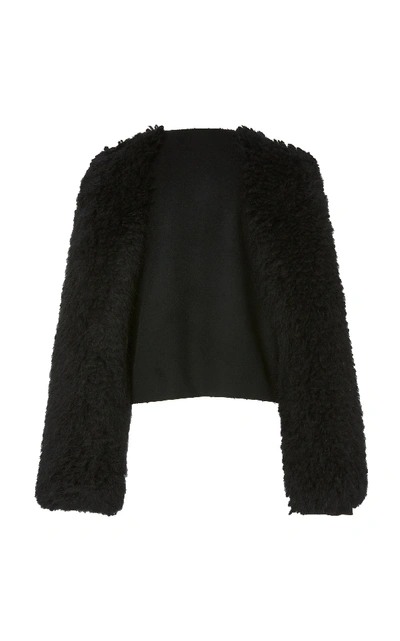 Shop Yeon M'o Exclusive Myrto Cropped Wool-blend Jacket In Black